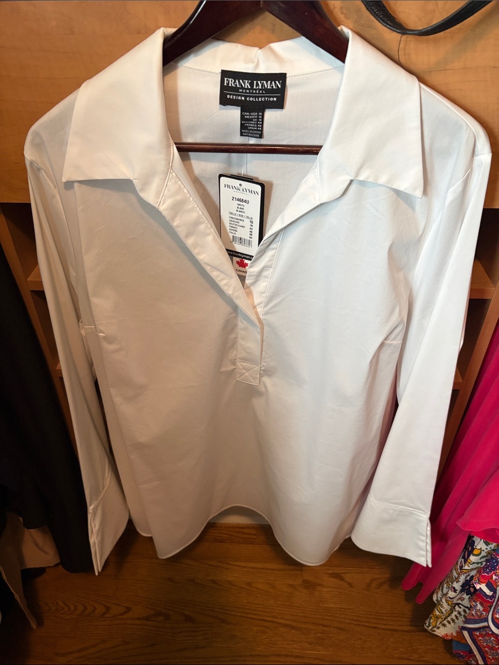 Frank Lyman Design White Long-Sleeve Popover Shirt